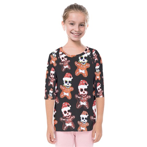 Zanoskull - Gingerbread Mon Kids  Quarter Sleeve Raglan Tee by Roxzanoart