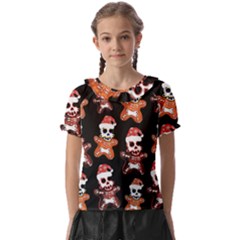 Zanoskull - Gingerbread Mon Kids  Frill Chiffon Blouse by Roxzanoart