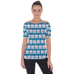 Gift Boxes Shoulder Cut Out Short Sleeve Top by SychEva