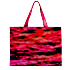 Red  Waves Abstract Series No15 Zipper Mini Tote Bag by DimitriosArt