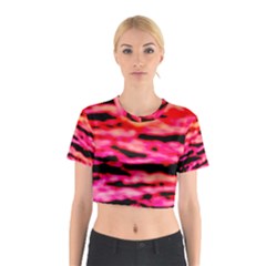 Red  Waves Abstract Series No15 Cotton Crop Top