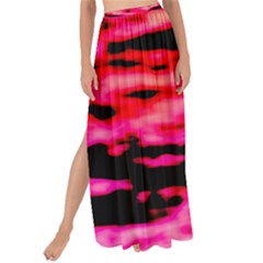 Red  Waves Abstract Series No15 Maxi Chiffon Tie-up Sarong by DimitriosArt