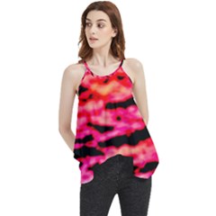 Red  Waves Abstract Series No15 Flowy Camisole Tank Top by DimitriosArt