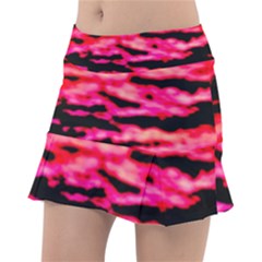 Red  Waves Abstract Series No15 Classic Tennis Skirt by DimitriosArt