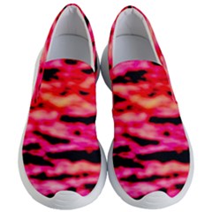 Red  Waves Abstract Series No15 Women s Lightweight Slip Ons by DimitriosArt