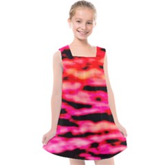 Red  Waves Abstract Series No15 Kids  Cross Back Dress by DimitriosArt