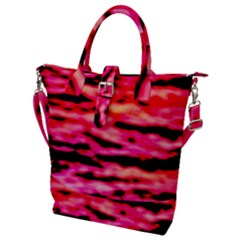 Red  Waves Abstract Series No15 Buckle Top Tote Bag by DimitriosArt