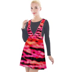 Red  Waves Abstract Series No15 Plunge Pinafore Velour Dress