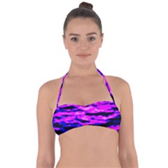 Purple  Waves Abstract Series No6 Halter Bandeau Bikini Top by DimitriosArt