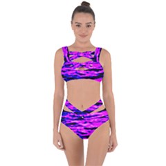 Purple  Waves Abstract Series No6 Bandaged Up Bikini Set  by DimitriosArt