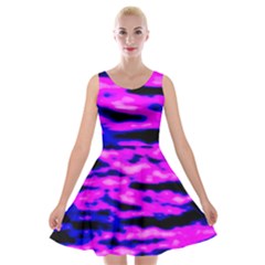 Purple  Waves Abstract Series No6 Velvet Skater Dress by DimitriosArt