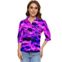 Purple  Waves Abstract Series No6 Women s Quarter Sleeve Pocket Shirt View1