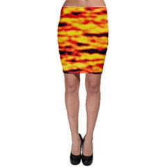 Red  Waves Abstract Series No16 Bodycon Skirt by DimitriosArt