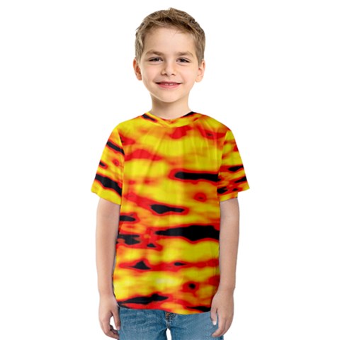 Red  Waves Abstract Series No16 Kids  Sport Mesh Tee by DimitriosArt