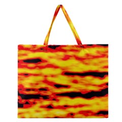 Red  Waves Abstract Series No16 Zipper Large Tote Bag by DimitriosArt