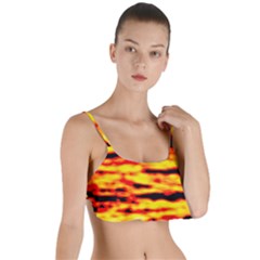 Red  Waves Abstract Series No16 Layered Top Bikini Top  by DimitriosArt