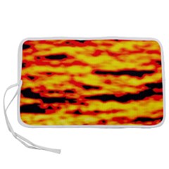 Red  Waves Abstract Series No16 Pen Storage Case (l) by DimitriosArt