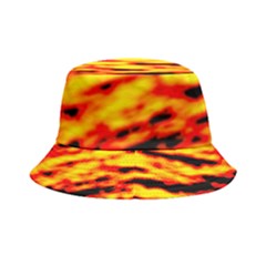 Red  Waves Abstract Series No16 Inside Out Bucket Hat by DimitriosArt