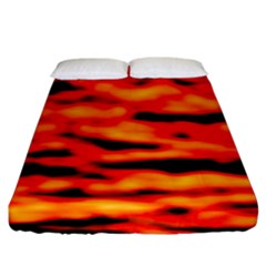 Red  Waves Abstract Series No17 Fitted Sheet (california King Size) by DimitriosArt