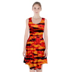 Red  Waves Abstract Series No17 Racerback Midi Dress by DimitriosArt