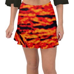 Red  Waves Abstract Series No17 Fishtail Mini Chiffon Skirt by DimitriosArt