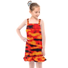 Red  Waves Abstract Series No17 Kids  Overall Dress by DimitriosArt