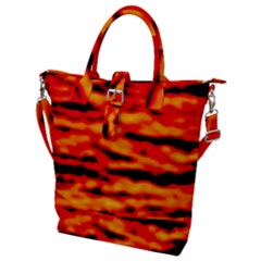 Red  Waves Abstract Series No17 Buckle Top Tote Bag by DimitriosArt