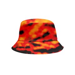 Red  Waves Abstract Series No17 Inside Out Bucket Hat (kids) by DimitriosArt