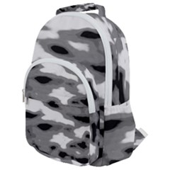 Black Waves Abstract Series No 1 Rounded Multi Pocket Backpack by DimitriosArt