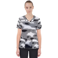Black Waves Abstract Series No 1 Women s V-neck Scrub Top by DimitriosArt