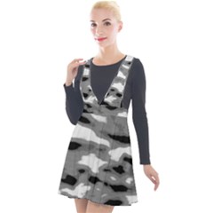 Black Waves Abstract Series No 1 Plunge Pinafore Velour Dress by DimitriosArt