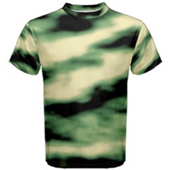 Green  Waves Abstract Series No14 Men s Cotton Tee by DimitriosArt