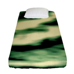 Green  Waves Abstract Series No14 Fitted Sheet (single Size) by DimitriosArt