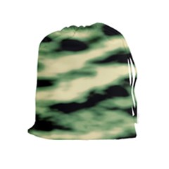 Green  Waves Abstract Series No14 Drawstring Pouch (xl) by DimitriosArt