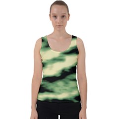 Green  Waves Abstract Series No14 Velvet Tank Top by DimitriosArt