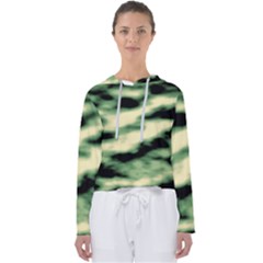 Green  Waves Abstract Series No14 Women s Slouchy Sweat by DimitriosArt