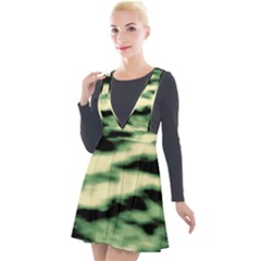 Green  Waves Abstract Series No14 Plunge Pinafore Velour Dress by DimitriosArt