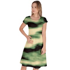 Green  Waves Abstract Series No14 Classic Short Sleeve Dress by DimitriosArt