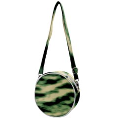 Green  Waves Abstract Series No14 Crossbody Circle Bag by DimitriosArt