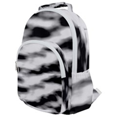 Black Waves Abstract Series No 2 Rounded Multi Pocket Backpack by DimitriosArt