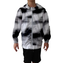 Black Waves Abstract Series No 2 Kids  Hooded Windbreaker