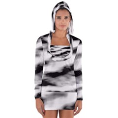 Black Waves Abstract Series No 2 Long Sleeve Hooded T-shirt by DimitriosArt