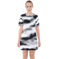 Black Waves Abstract Series No 2 Sixties Short Sleeve Mini Dress by DimitriosArt