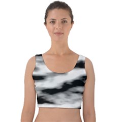 Black Waves Abstract Series No 2 Velvet Crop Top by DimitriosArt