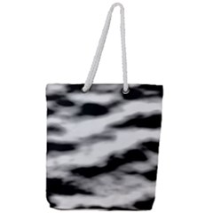 Black Waves Abstract Series No 2 Full Print Rope Handle Tote (large) by DimitriosArt
