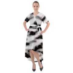 Black Waves Abstract Series No 2 Front Wrap High Low Dress by DimitriosArt