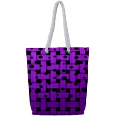 Weaved Bubbles At Strings, Purple, Violet Color Full Print Rope Handle Tote (small) by Casemiro
