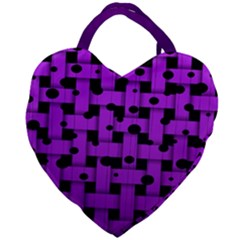 Weaved Bubbles At Strings, Purple, Violet Color Giant Heart Shaped Tote by Casemiro