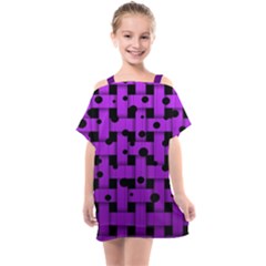 Weaved Bubbles At Strings, Purple, Violet Color Kids  One Piece Chiffon Dress by Casemiro