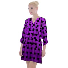 Weaved Bubbles At Strings, Purple, Violet Color Open Neck Shift Dress by Casemiro